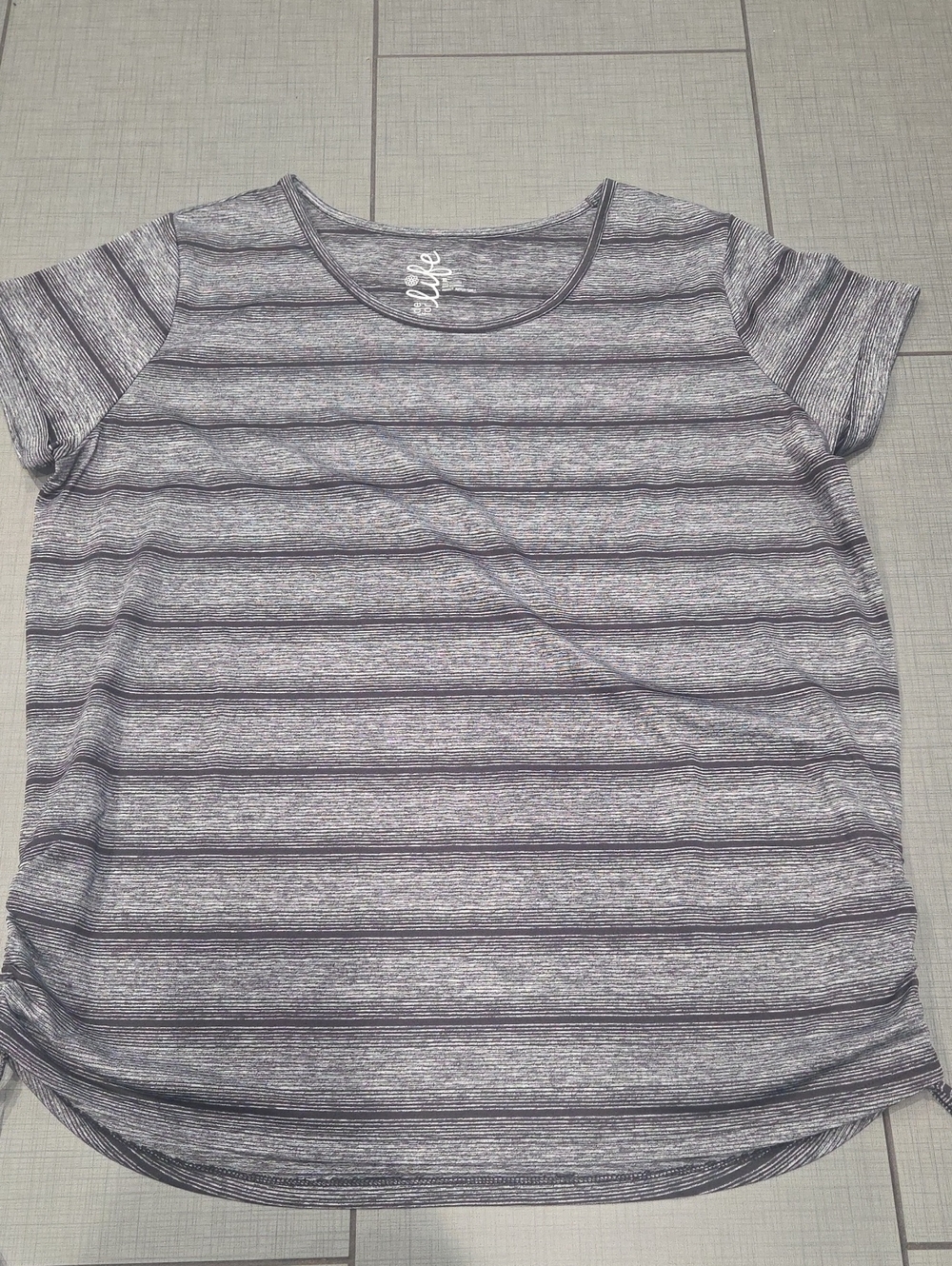 made for life Gray Striped Short-Sleeve Casual Tee XL